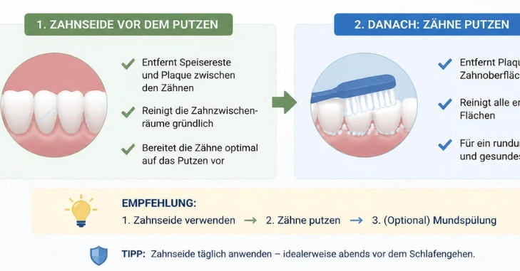 Zahnseide vor oder nach dem Zähneputzen: Was ist besser?